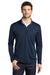Port Authority Mens Performance Silk Touch 1/4 Zip Sweatshirt Navy Blue/Steel Grey Front
