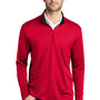 Port Authority Mens Silk Touch Performance Moisture Wicking 1/4 Zip Sweatshirt - Red/Black