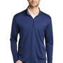 Port Authority Mens Silk Touch Performance Moisture Wicking 1/4 Zip Sweatshirt - Royal Blue/Steel Grey