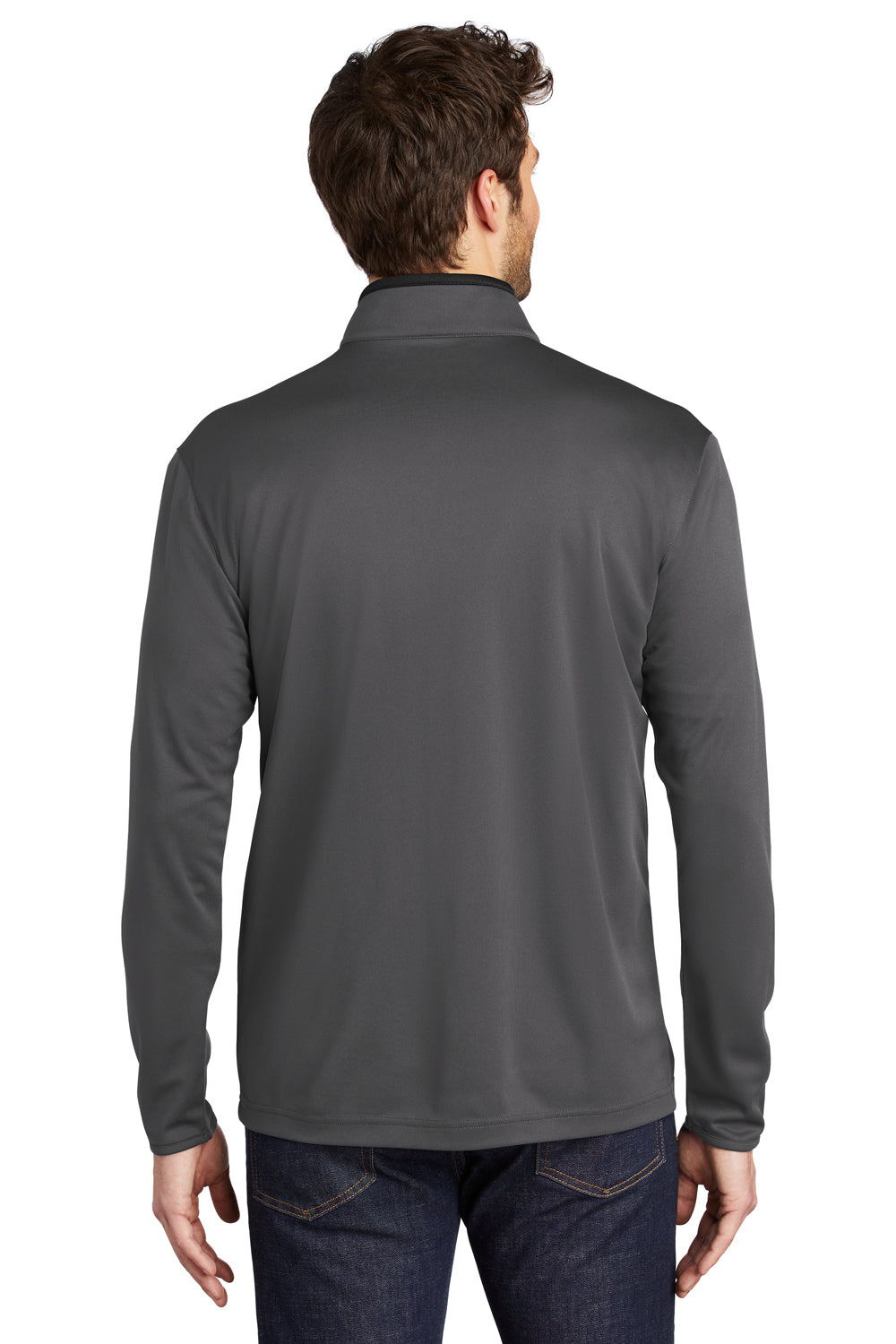 Port Authority Mens Performance Silk Touch 1/4 Zip Sweatshirt Steel Grey/Black Side