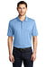 Port Authority Mens Shadow Stripe Short Sleeve Polo Shirt Carolina Blue Front
