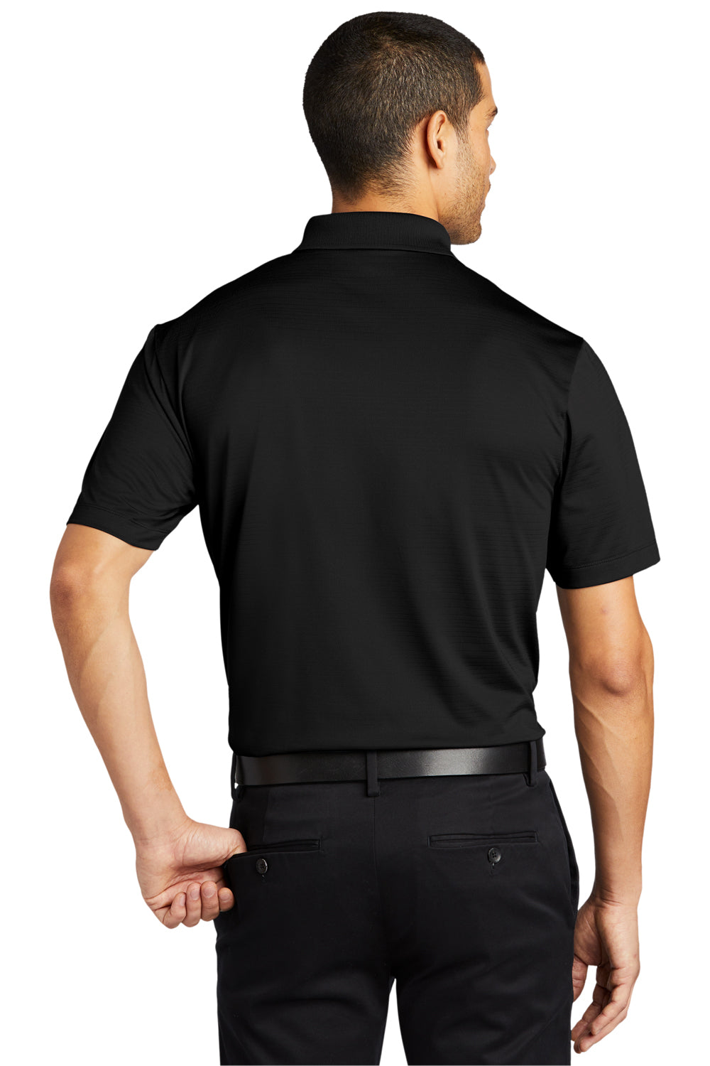 Port Authority Mens Eclipse Stretch Short Sleeve Polo Shirt Deep Black Side