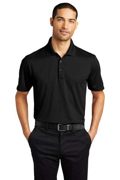 Port Authority Mens Eclipse Stretch Short Sleeve Polo Shirt Deep Black Front