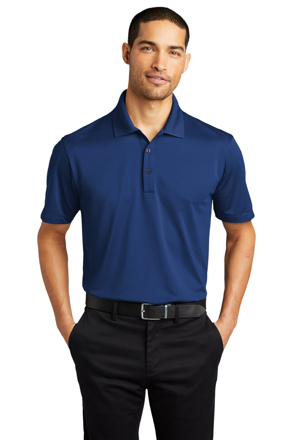 Port Authority Mens Eclipse Stretch Short Sleeve Polo Shirt Estate Blue Front