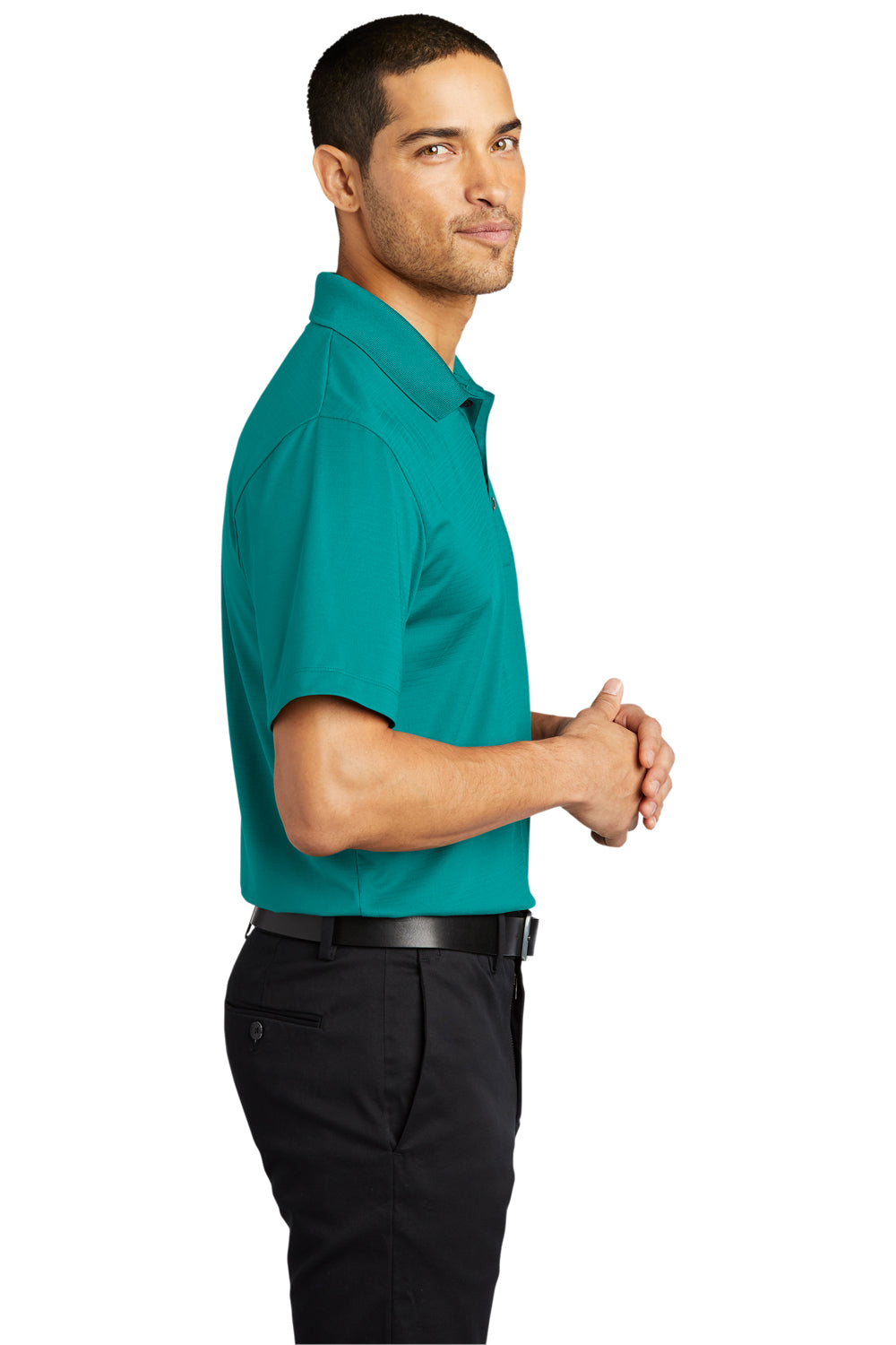 Port Authority Mens Eclipse Stretch Short Sleeve Polo Shirt Tropic Blue Side