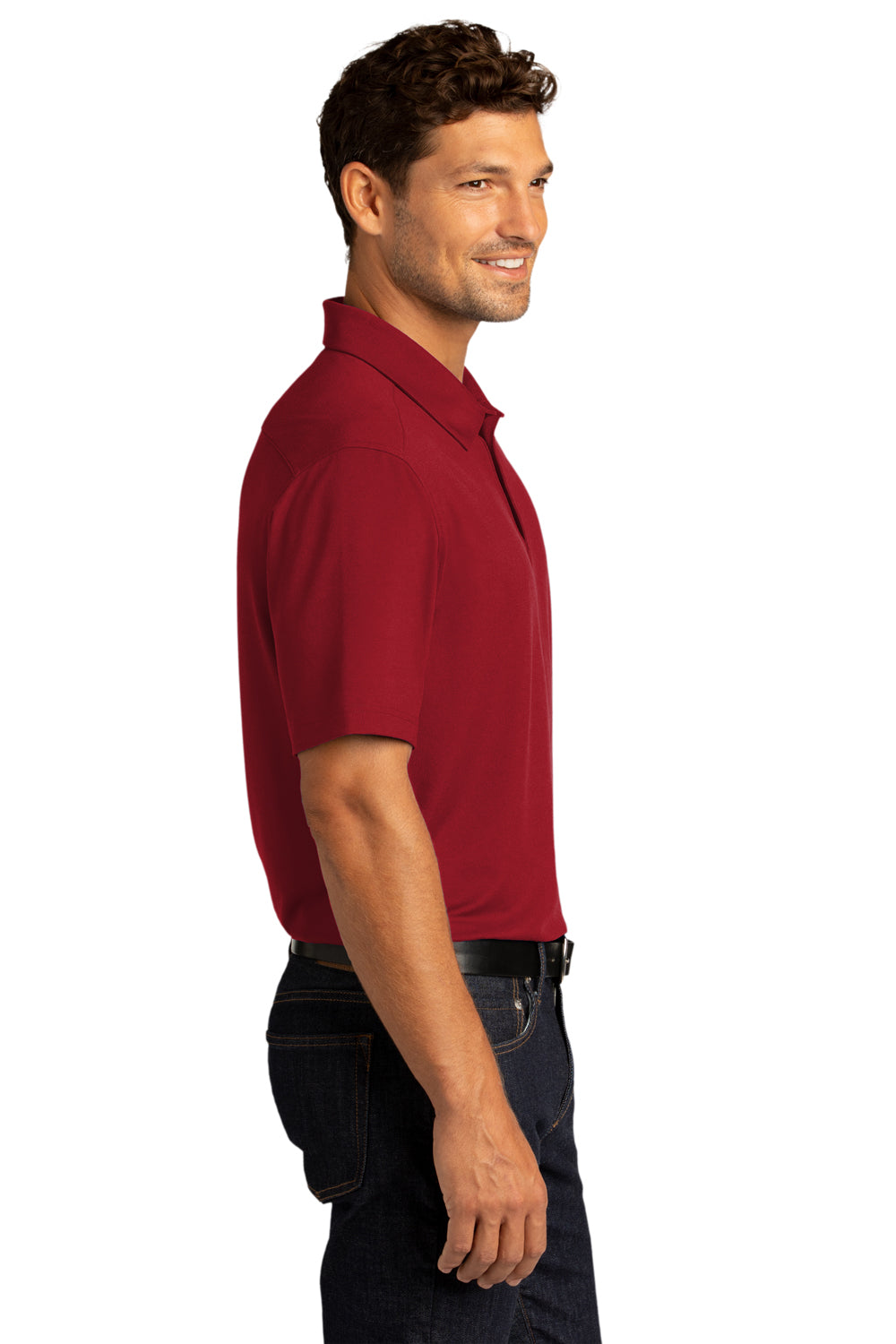Port Authority Mens City Stretch Short Sleeve Polo Shirt Garnet Red Side