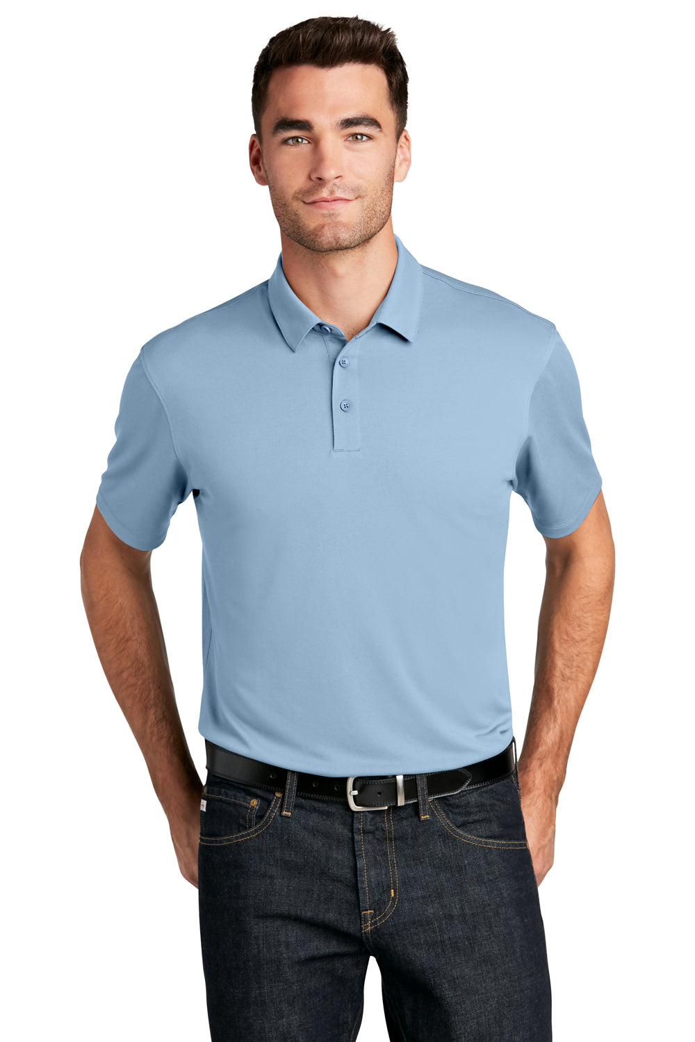 Port Authority Mens Choice Short Sleeve Polo Shirt Cloud Blue Front