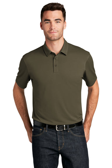 Port Authority Mens Choice Short Sleeve Polo Shirt Deep Olive Green Front