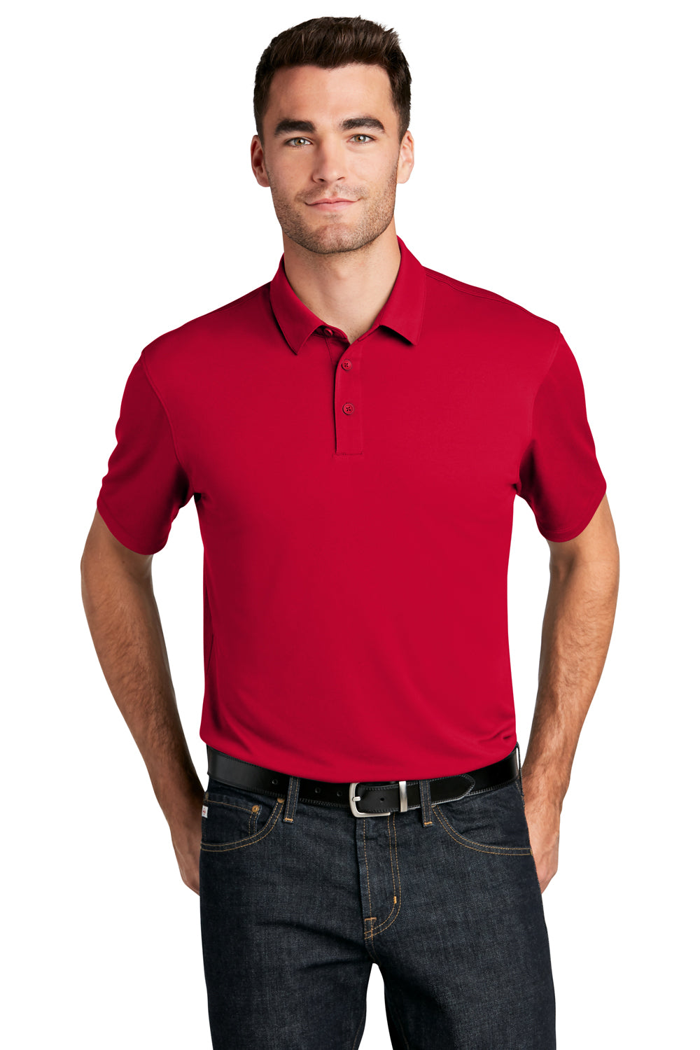 Port Authority Mens Choice Short Sleeve Polo Shirt Rich Red Front