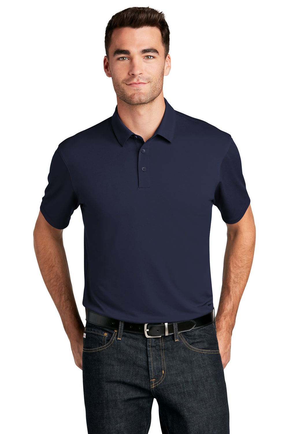 Port Authority Mens Choice Short Sleeve Polo Shirt True Navy Blue Front
