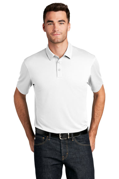 Port Authority Mens Choice Short Sleeve Polo Shirt White Front