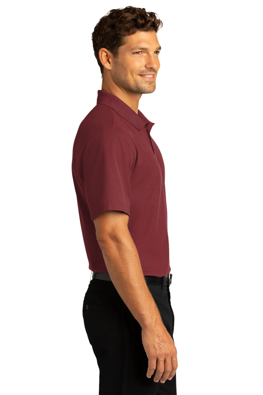 Port Authority Mens SuperPro React Short Sleeve Polo Shirt Burgundy Side