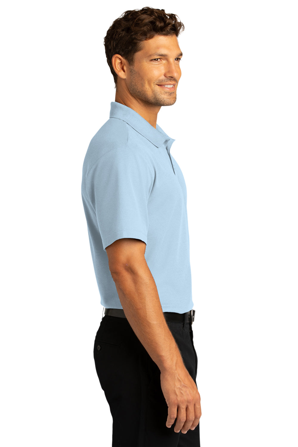 Port Authority Mens SuperPro React Short Sleeve Polo Shirt Cloud Blue Side