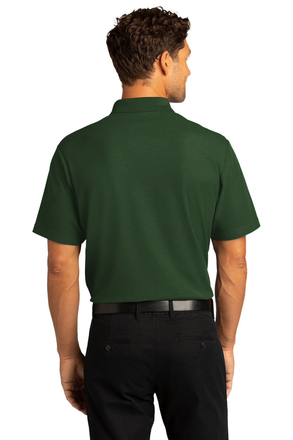Port Authority Mens SuperPro React Short Sleeve Polo Shirt Dark Green Side