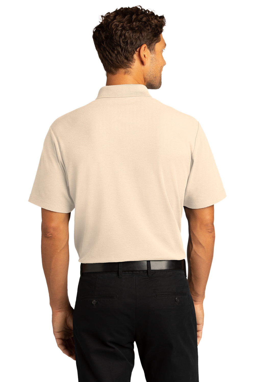 Port Authority Mens SuperPro React Short Sleeve Polo Shirt Ecru Side