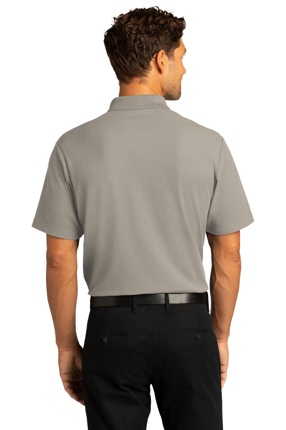Port Authority Mens SuperPro React Short Sleeve Polo Shirt Gusty Grey Side