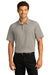 Port Authority Mens SuperPro React Short Sleeve Polo Shirt Gusty Grey Front