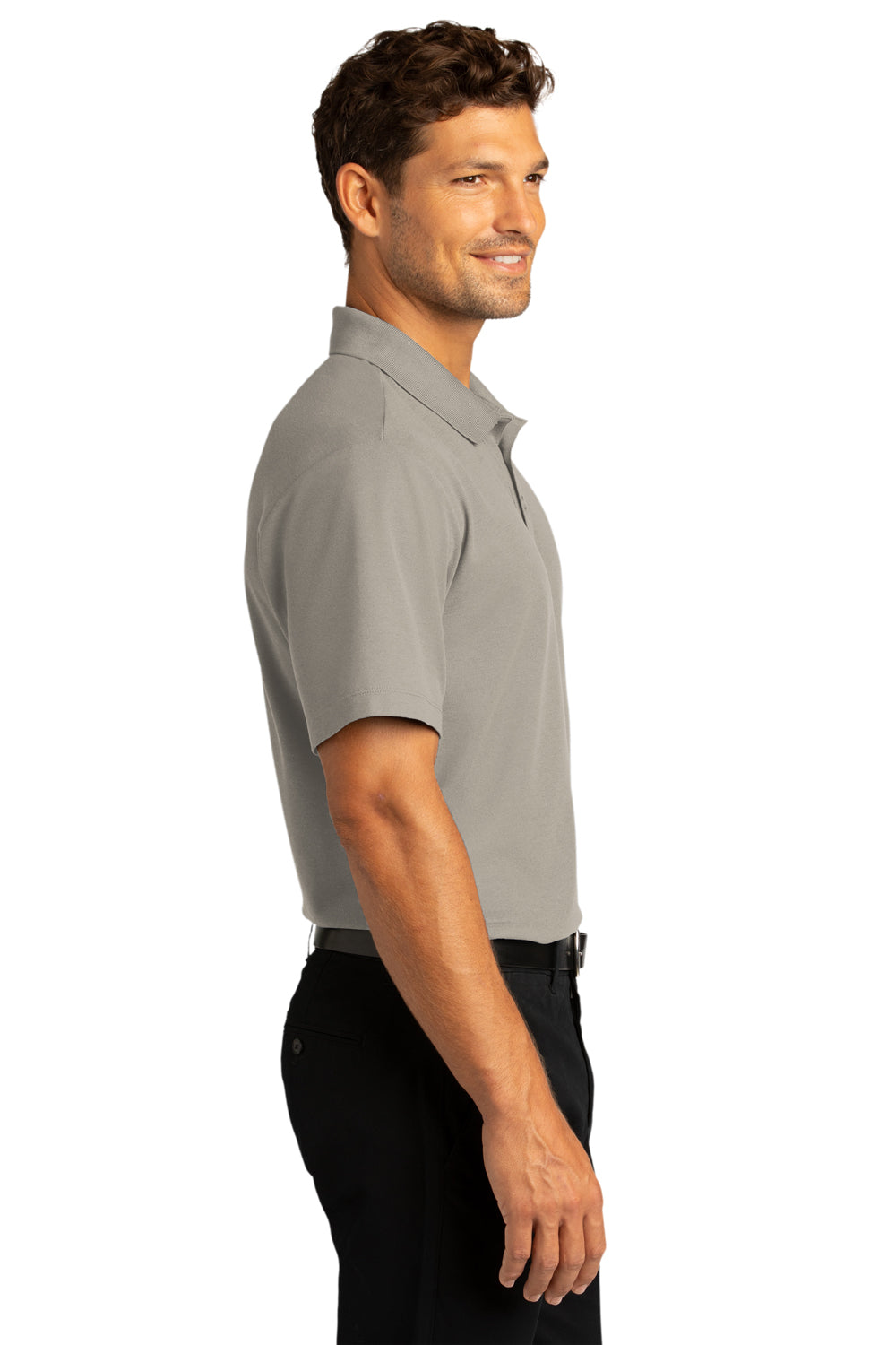 Port Authority Mens SuperPro React Short Sleeve Polo Shirt Gusty Grey Side