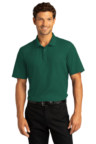 Port Authority Mens SuperPro React Short Sleeve Polo Shirt Marine Green Front