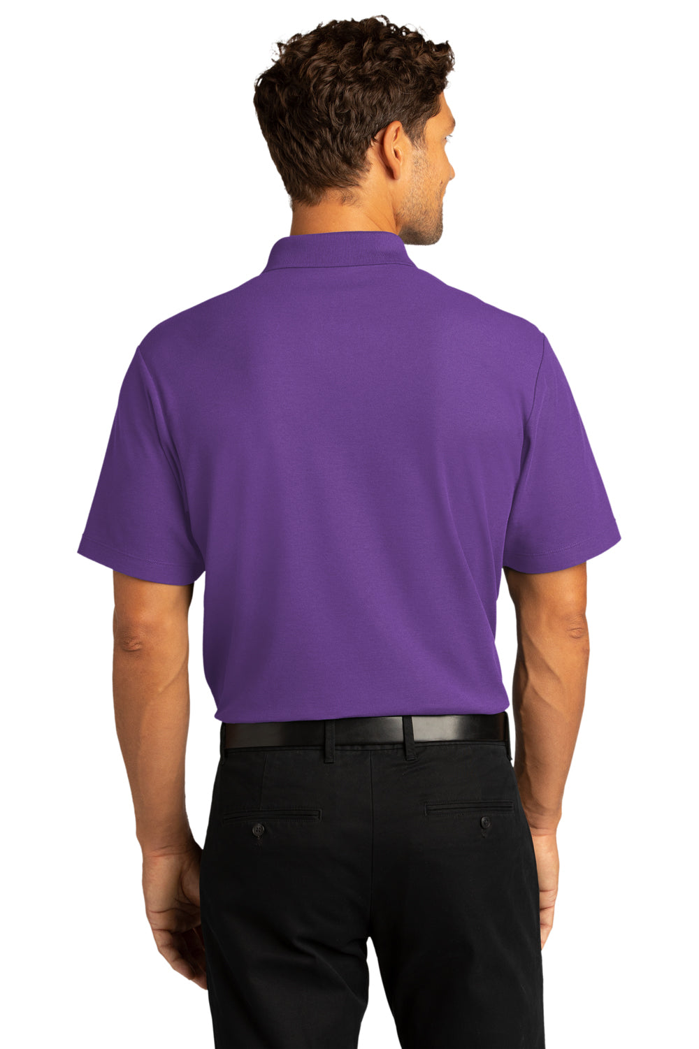 Port Authority Mens SuperPro React Short Sleeve Polo Shirt Purple Side