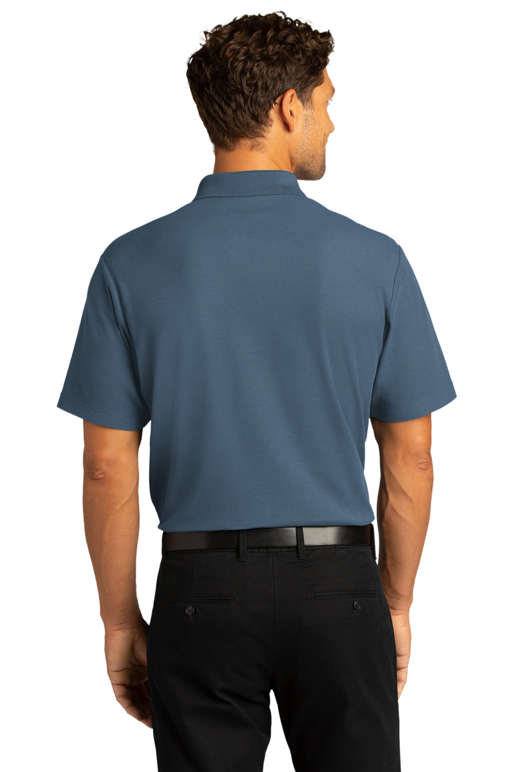 Port Authority Mens SuperPro React Short Sleeve Polo Shirt Regatta Blue Side
