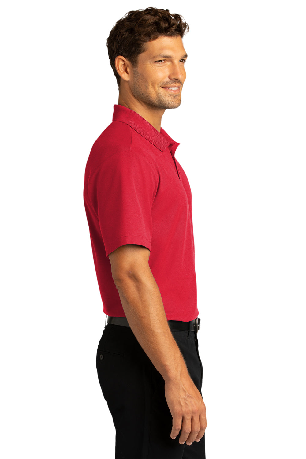 Port Authority Mens SuperPro React Short Sleeve Polo Shirt Rich Red Side