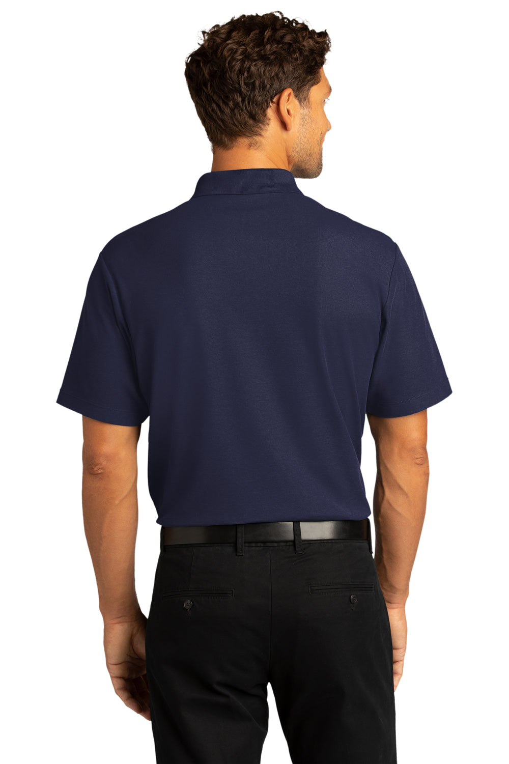 Port Authority Mens SuperPro React Short Sleeve Polo Shirt True Navy Blue Side