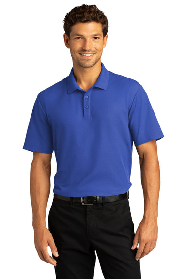 Port Authority Mens SuperPro React Short Sleeve Polo Shirt True Royal Blue Front