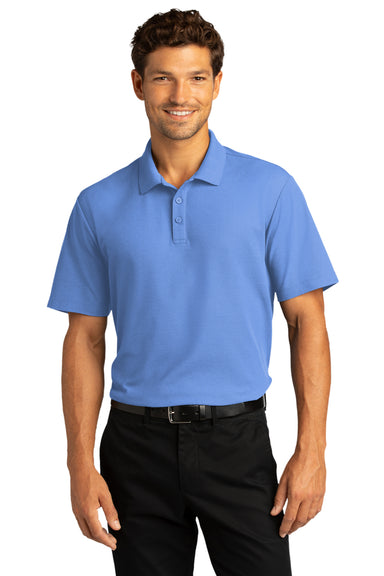 Port Authority Mens SuperPro React Short Sleeve Polo Shirt Ultramarine Blue Front