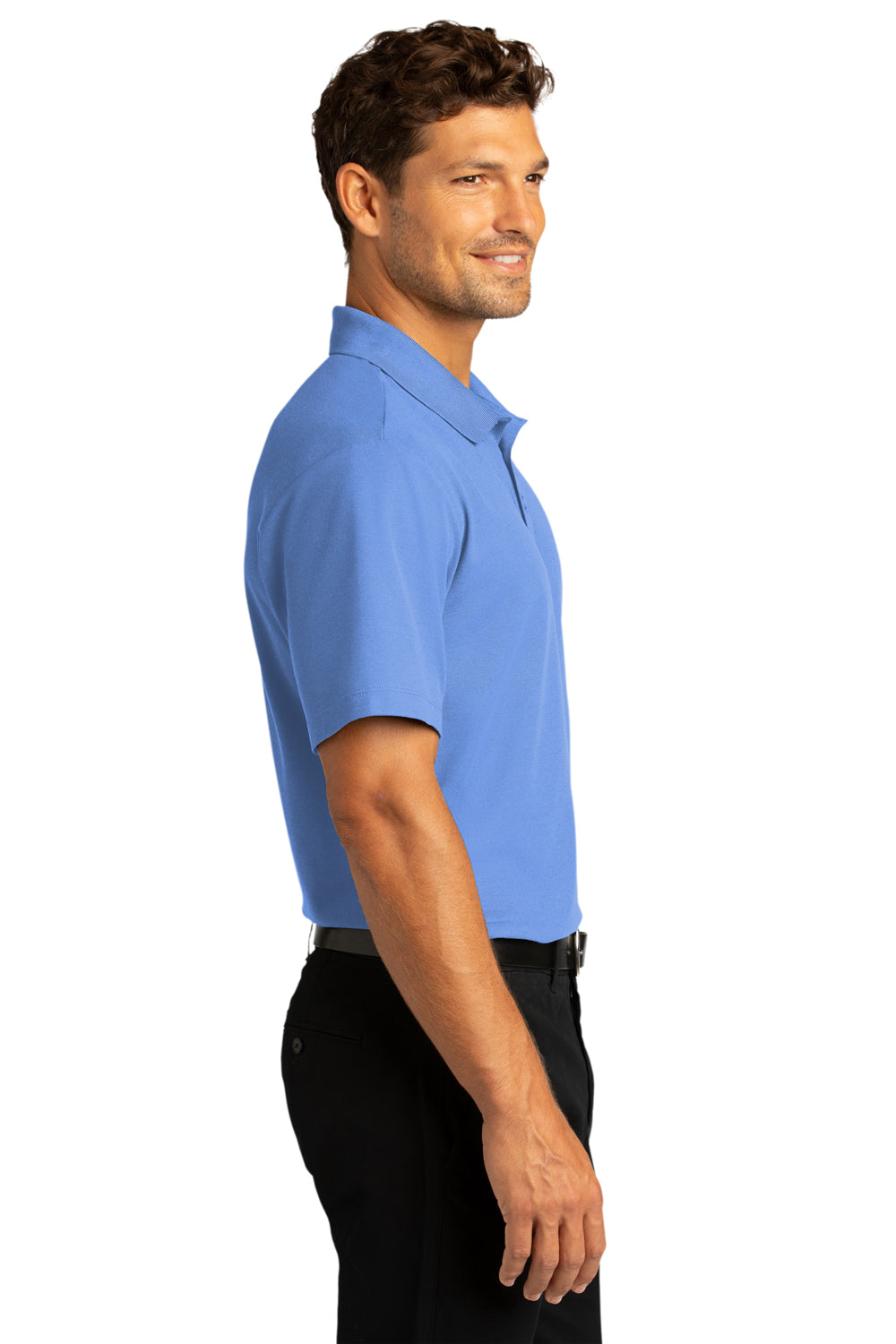 Port Authority Mens SuperPro React Short Sleeve Polo Shirt Ultramarine Blue Side