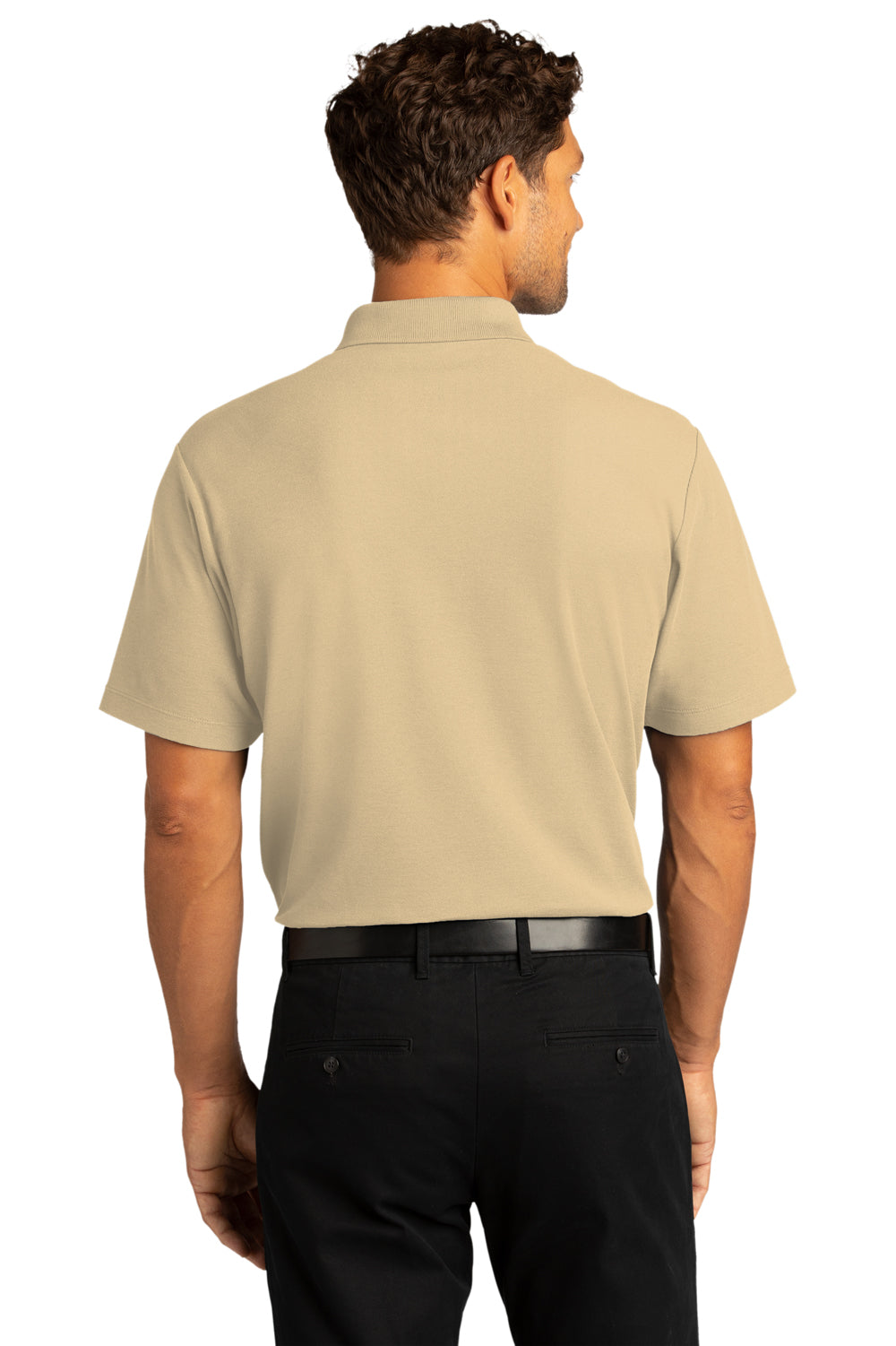 Port Authority Mens SuperPro React Short Sleeve Polo Shirt Wheat Side