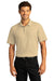 Port Authority Mens SuperPro React Short Sleeve Polo Shirt Wheat Front