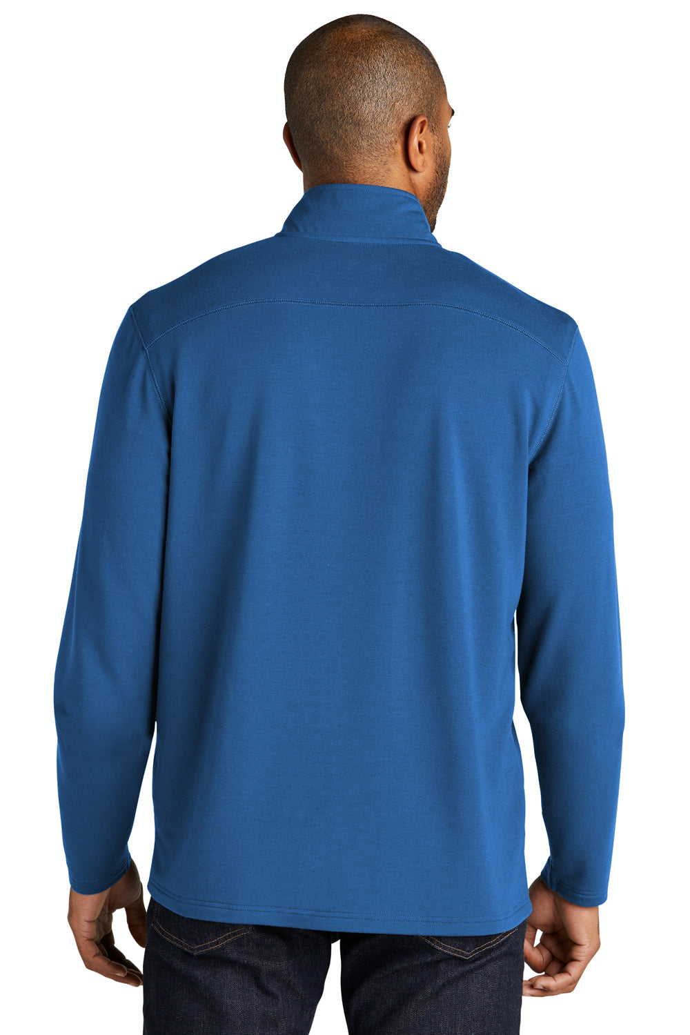 Port Authority K825 Microterry 1/4 Zip Sweatshirt Aegean Blue Back