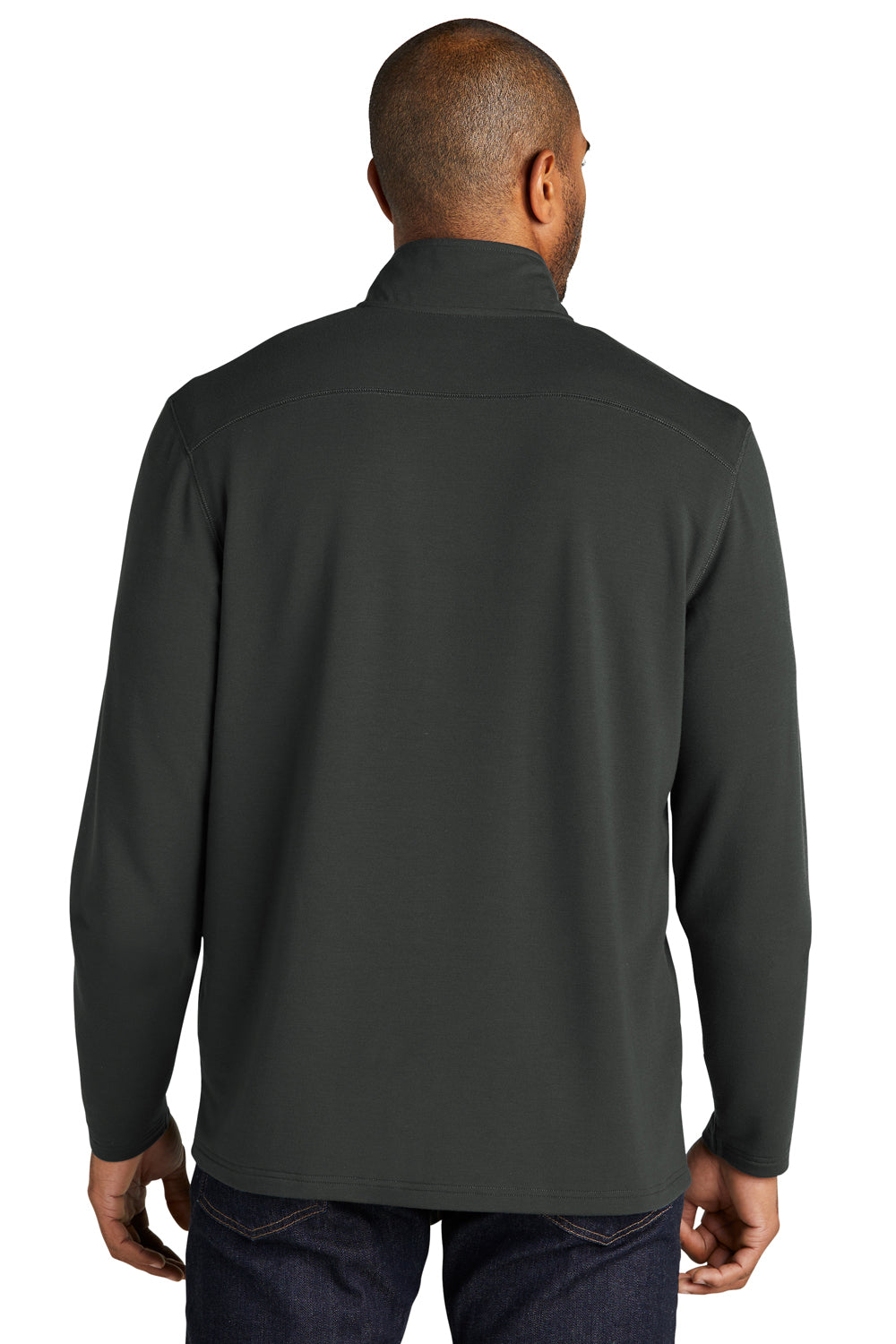 Port Authority K825 Microterry 1/4 Zip Sweatshirt Charcoal Grey Back