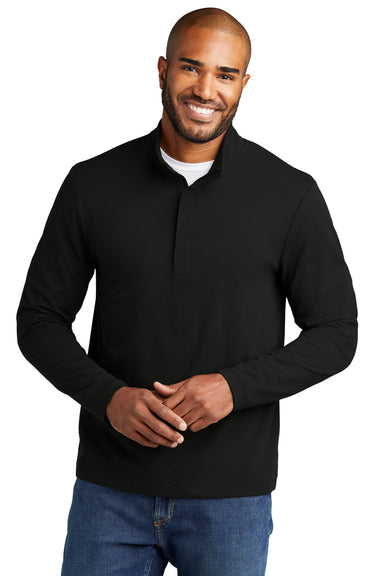 Port Authority Mens Fairway 1/4 Zip Sweatshirt Deep Black Front