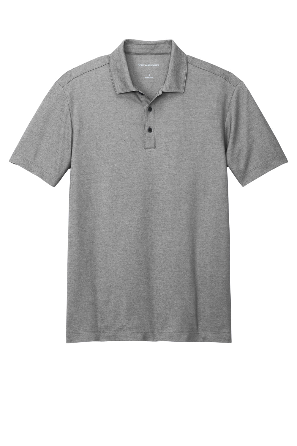 Port Authority Mens Fine Pique Short Sleeve Polo Shirt Heather Charcoal Grey Flat Front