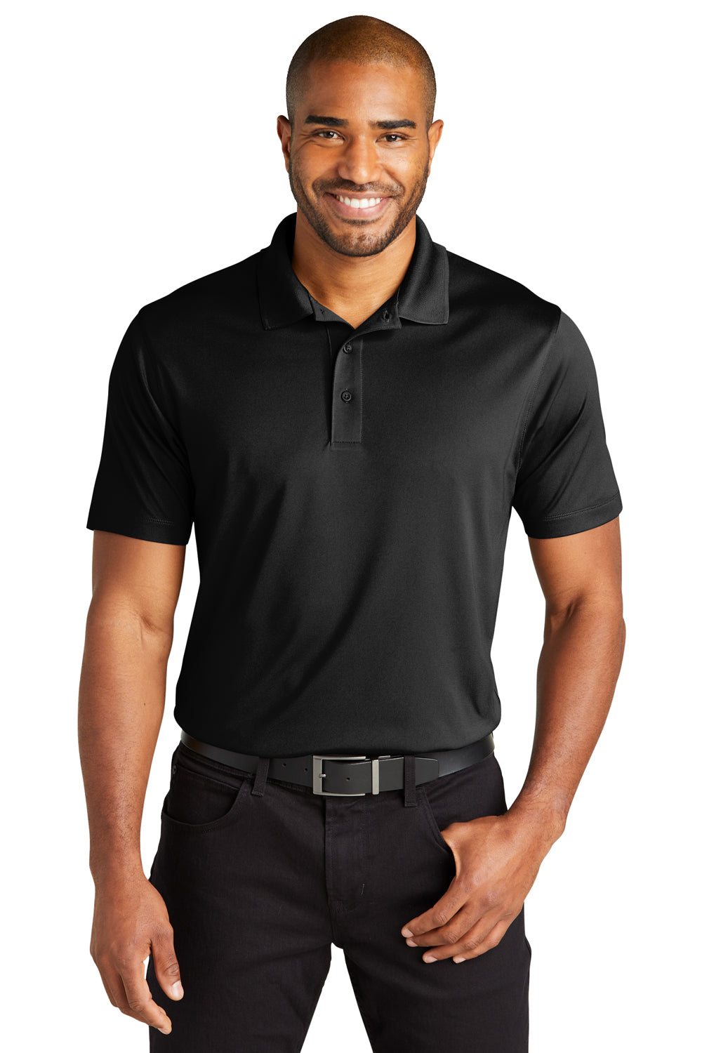 Port Authority K863 C-Free Performance Short Sleeve Polo Shirt Deep Black Front