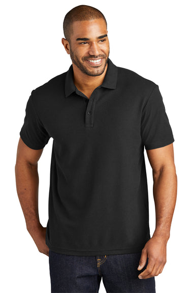 Port Authority K867 Mens C-FREE Pique Short Sleeve Polo Shirt Black Front