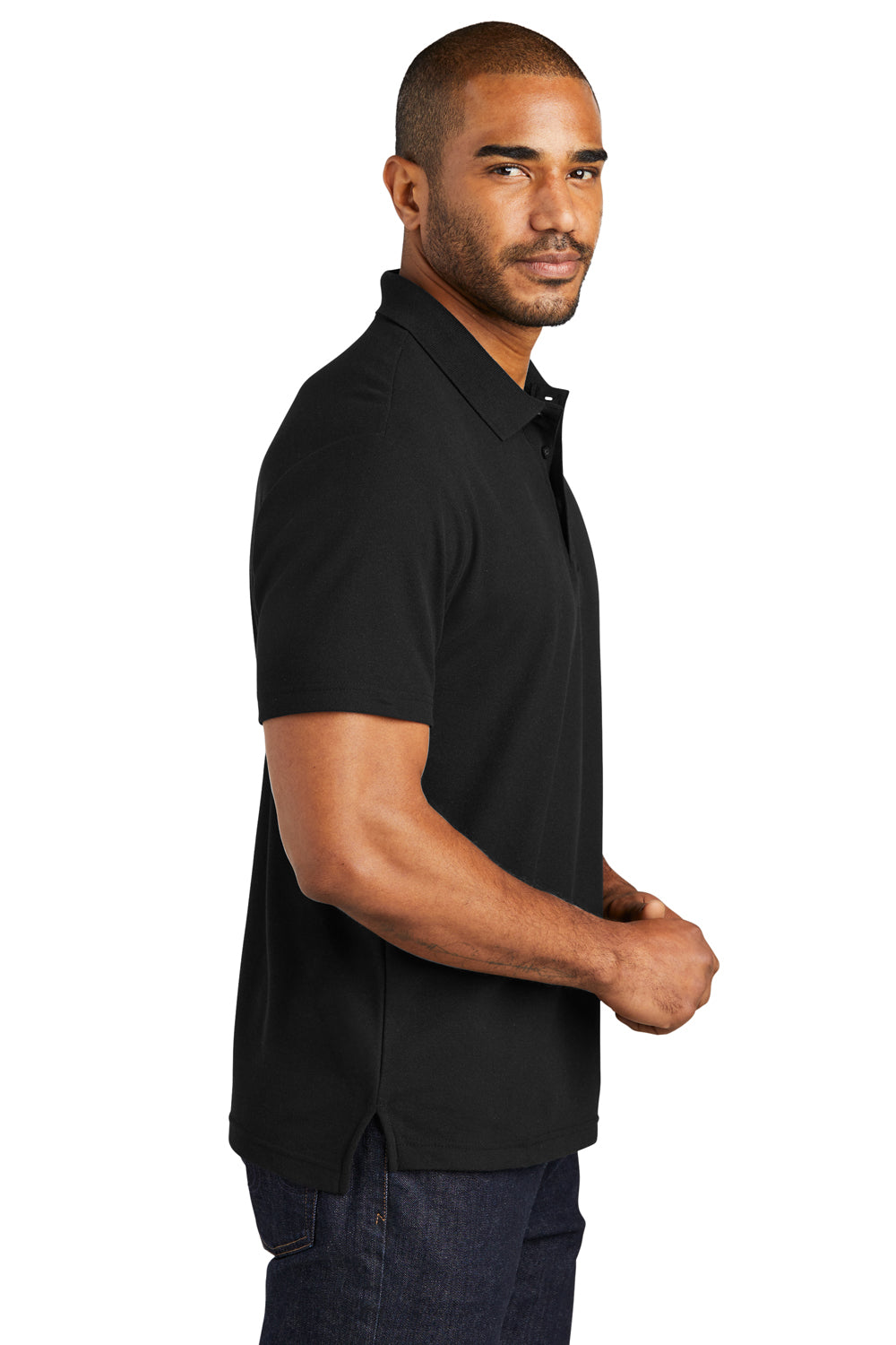 Port Authority K867 Mens C-FREE Pique Short Sleeve Polo Shirt Black Side
