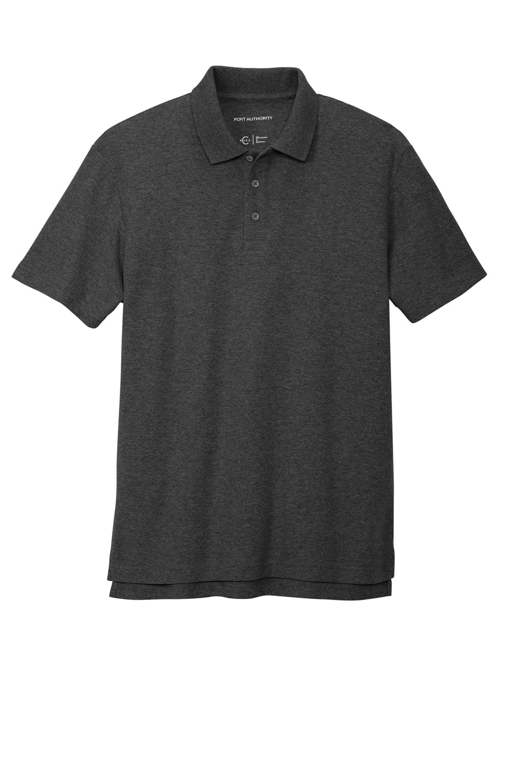 Port Authority K867 Mens C-FREE Pique Short Sleeve Polo Shirt Heather Charcoal Grey Flat Front