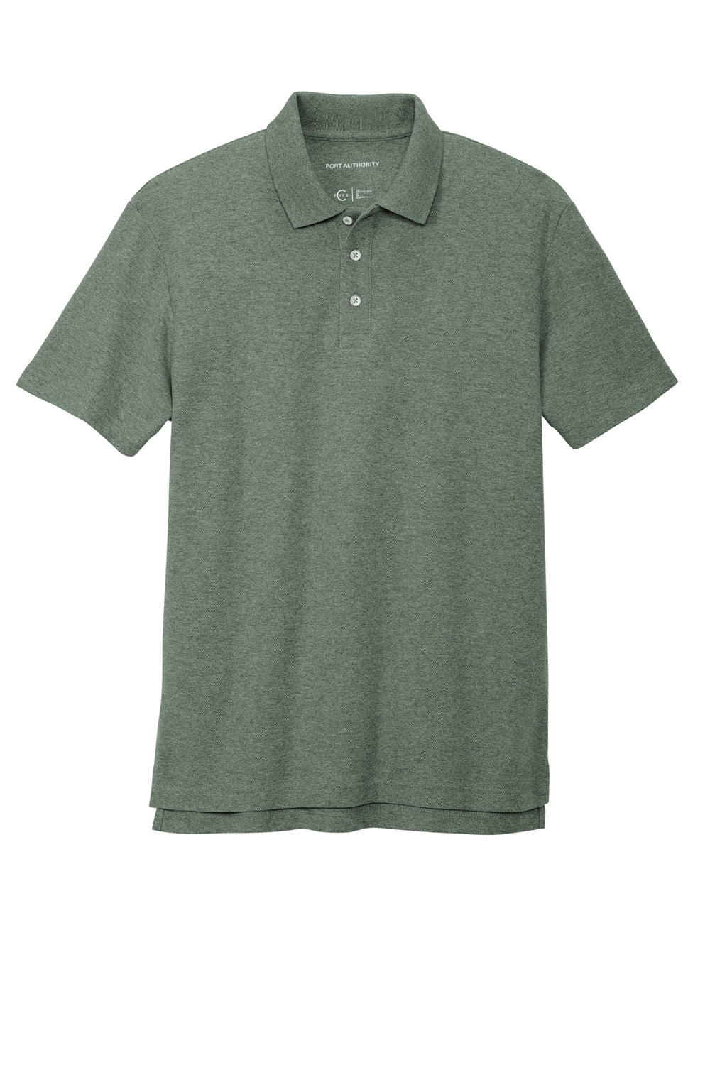 Port Authority K867 Mens C-FREE Pique Short Sleeve Polo Shirt Heather Dark Green Flat Front