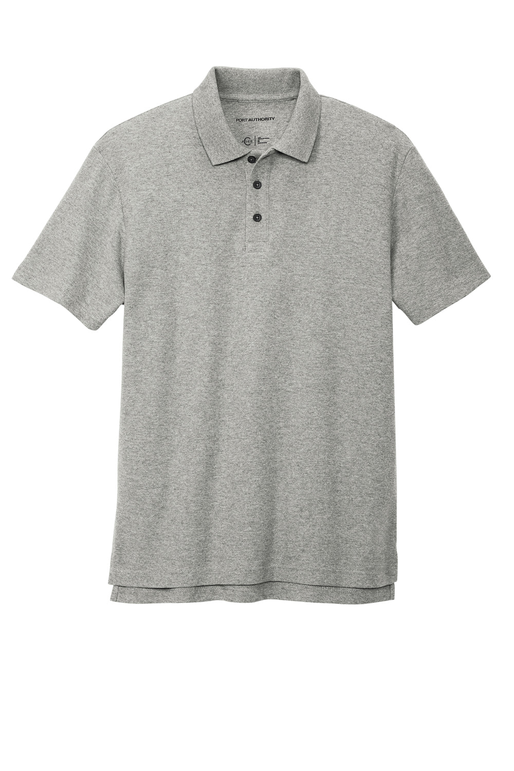 Port Authority K867 Mens C-FREE Pique Short Sleeve Polo Shirt Heather Deep Smoke Grey Flat Front