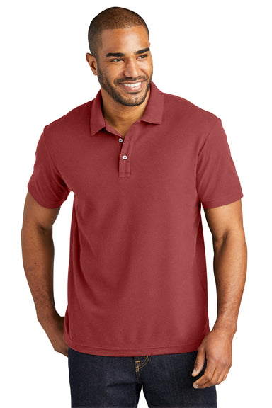 Port Authority K867 Mens C-FREE Pique Short Sleeve Polo Shirt Garnet Red Front