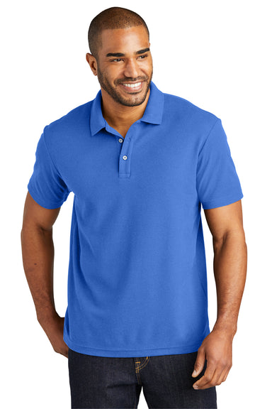 Port Authority K867 Mens C-FREE Pique Short Sleeve Polo Shirt True Blue Front