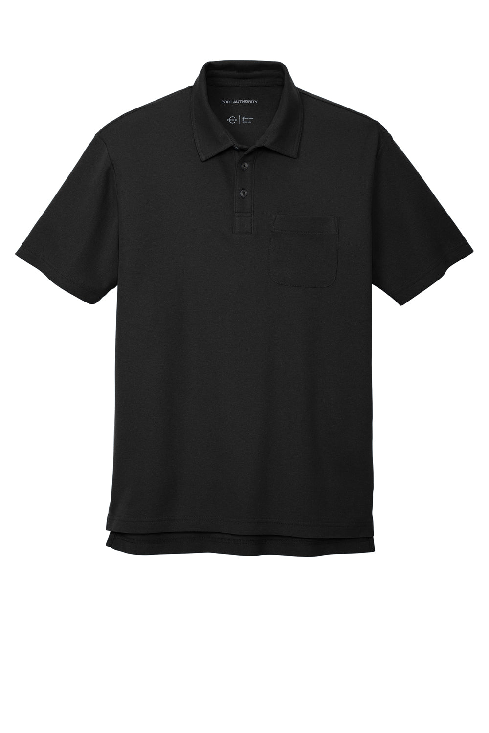 Port Authority K868 Mens C-FREE Pique Short Sleeve Polo Shirt w/ Pocket Black Flat Front