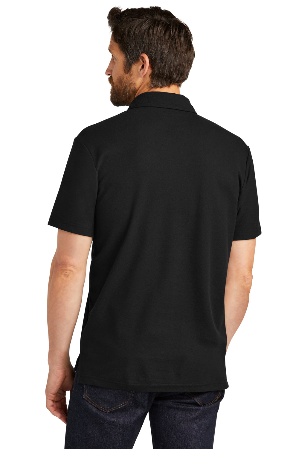 Port Authority K868 Mens C-FREE Pique Short Sleeve Polo Shirt w/ Pocket Black Back
