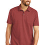 Port Authority Mens C-FREE Pique Short Sleeve Polo Shirt w/ Pocket - Garnet Red