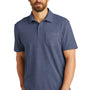 Port Authority Mens C-FREE Pique Short Sleeve Polo Shirt w/ Pocket - Heather Navy Blue