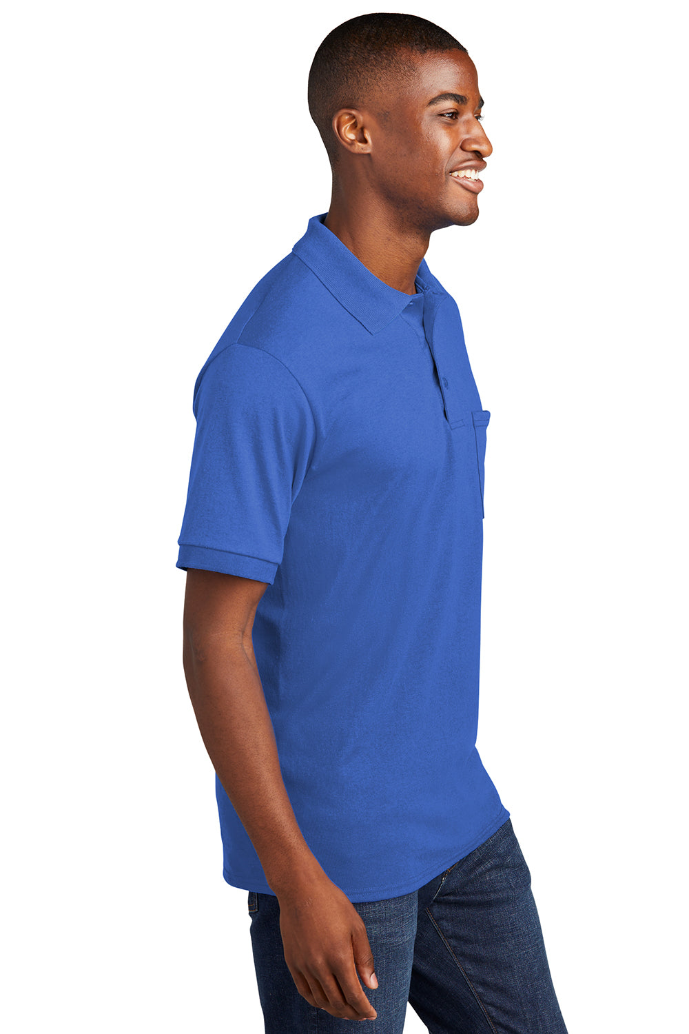 Port & Company KP55P Mens Core Stain Resistant Short Sleeve Polo Shirt w/ Pocket Royal Blue Side