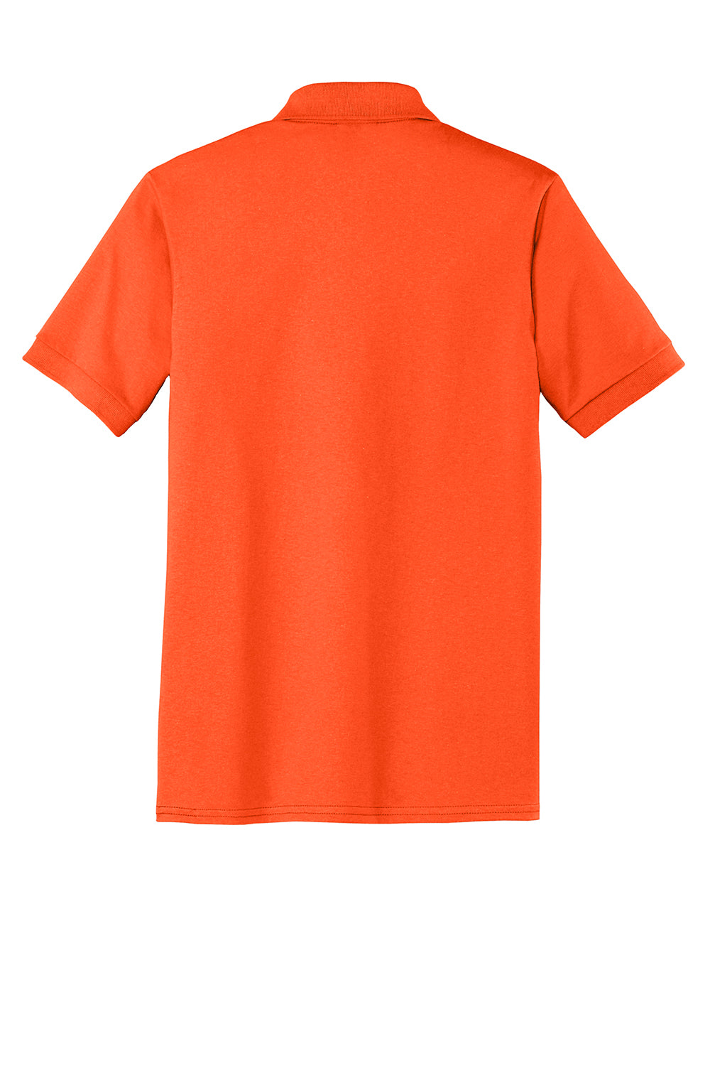 Port & Company KP55P Mens Core Stain Resistant Short Sleeve Polo Shirt w/ Pocket Safety Orange Flat Back